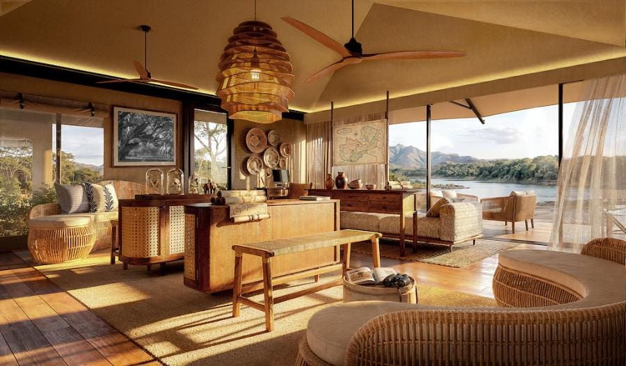 Musesenji River Camp - Main Tent, Lounge and Library