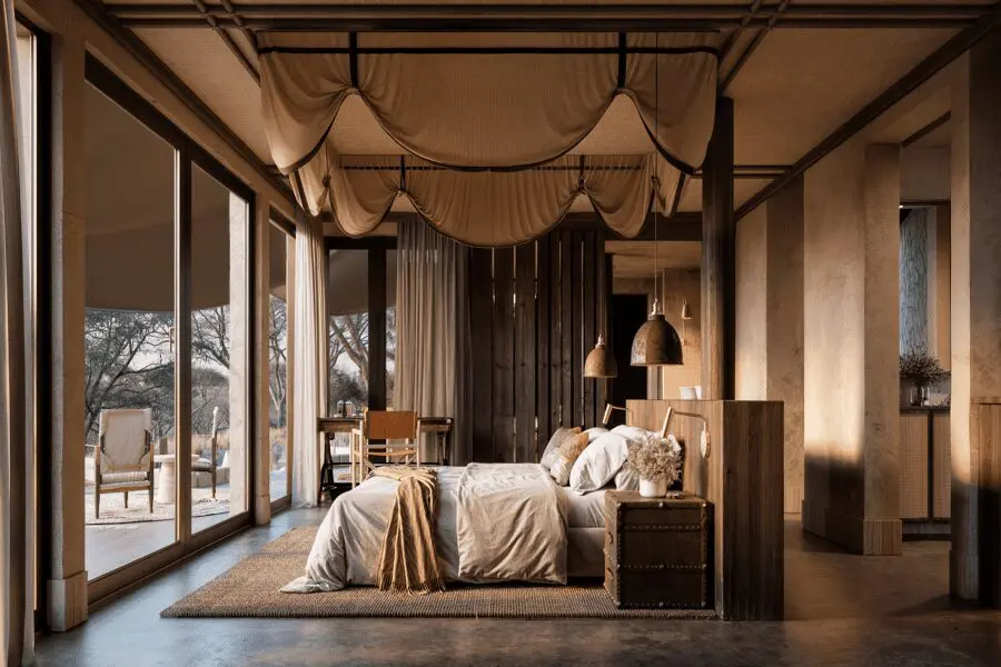 N'weti Camp suite bedroom at Sandringham Private Game Reserve