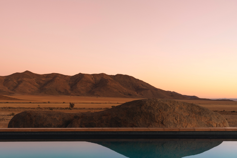 Pool terrace and loungers at Zannier Hotels Sonop, Namibia