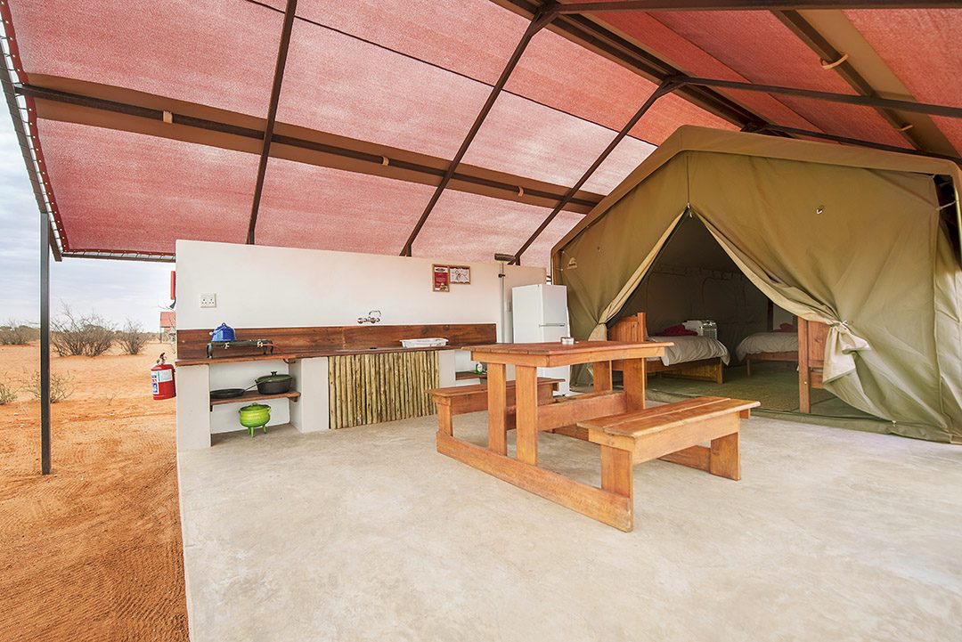 Four-bed safari tent at Kalahari Anib Camping2Go